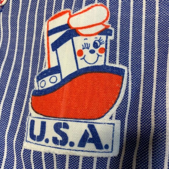 Vintage Carters Striped Overalls Bibs Jumper Size 12M Striped Boat Nautical - Picture 4 of 8